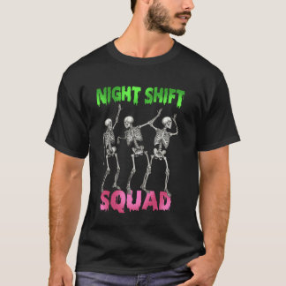 T-shirt Équipe de nuit d'Halloween Infirmières squelette d