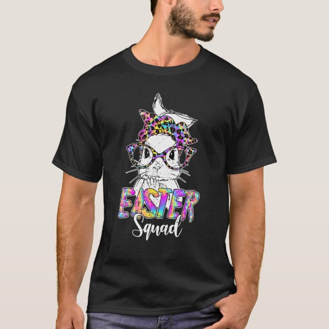 T-shirt Équipe de Pâques mignonette teint léopard lapin fa (Devant)