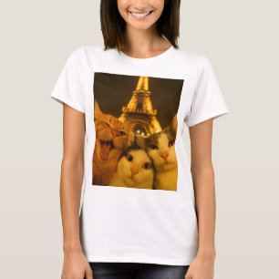 T-shirt Équipe de selfie de chat de nuit de Paris amoureux