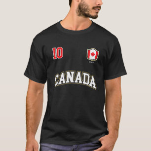 T-shirt Équipe de soccer Canada numéro 10 Sports Drapeau c