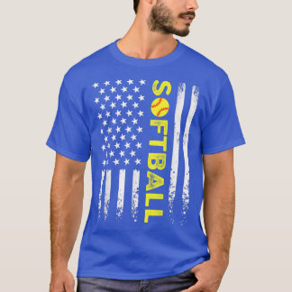 T-shirt Équipe de softball du drapeau américain Fête des p
