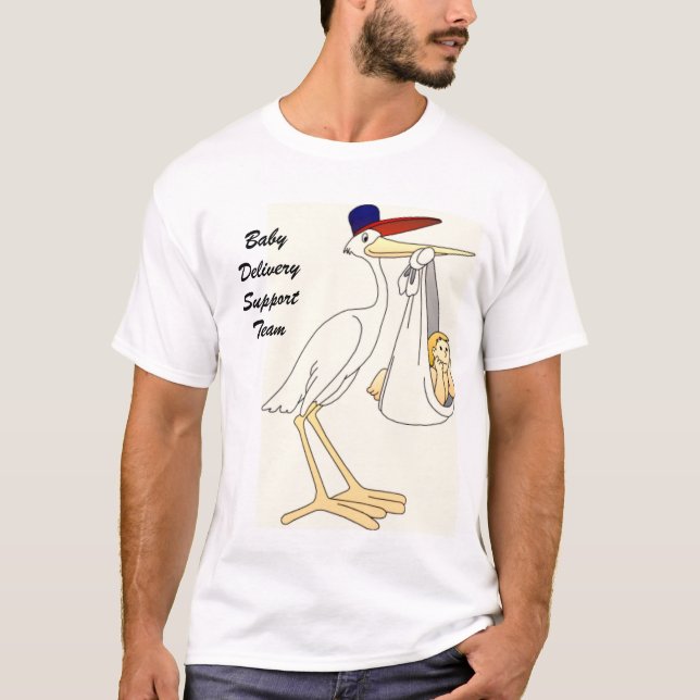 T-shirt Équipe de soutien de livraison de bébé de cigogne (Devant)