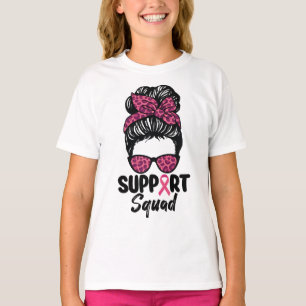 T-shirt Équipe de soutien Nœud sale Guerrière rose Cancer