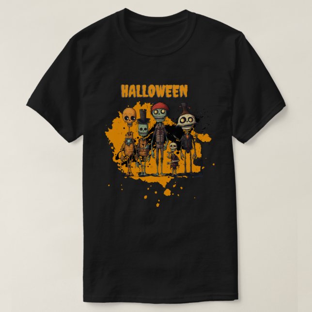 T-shirt Équipe de squelette éffrayante Halloween Party (Design devant)