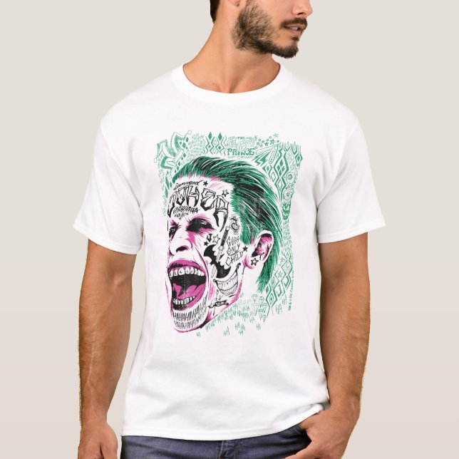 T-shirt Équipe de suicide | Rire Joker Head Sketch (Devant)