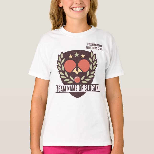 T-shirt Équipe de tennis de table personnalisée Nom Club (Devant)