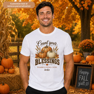 T-shirt Équipe de Thanksgiving Comptez Vos Bénédictions Un