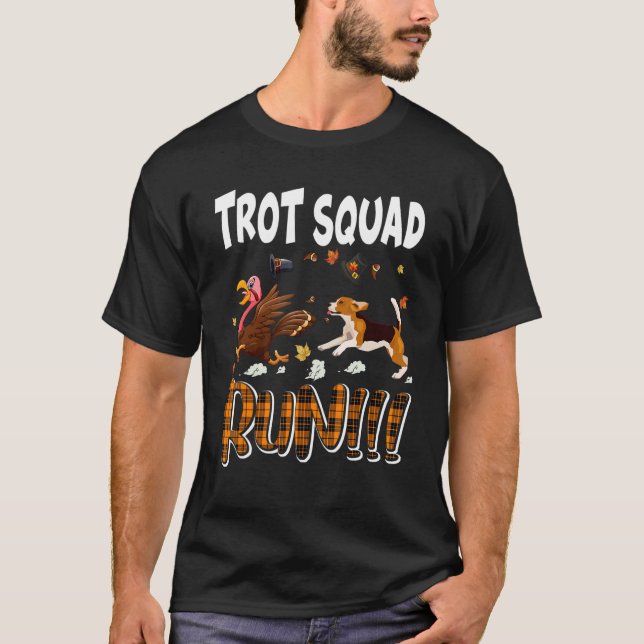 T-shirt Équipe De Trot Couchant Un Beagle Orange Plaid Ave (Devant)