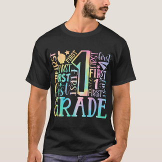 T-shirt Équipe de typographie de 1re année Tie Dye retour
