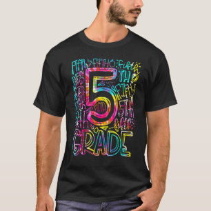 T-shirt Équipe de typographie de 5e année Tie Dye Teac de 