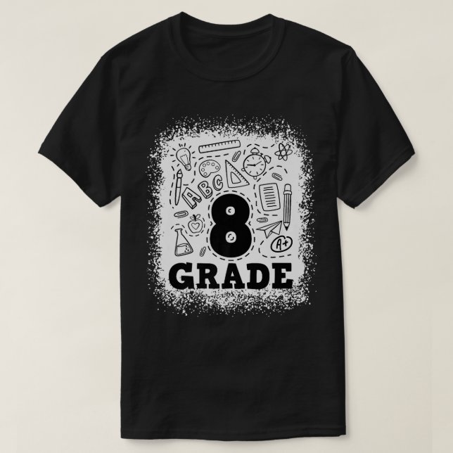 T-shirt Équipe de typographie de 8e année blanchie  (Design devant)