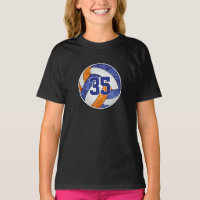 équipe de volley-ball orange bleu son maillot numé