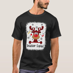 T-shirt Équipe d'enseignants Mignon Renne à carreaux rouge