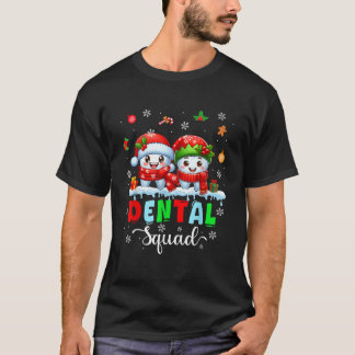 T-shirt Équipe Dentaire Couple Père Noël Elfe Dents Xmas D