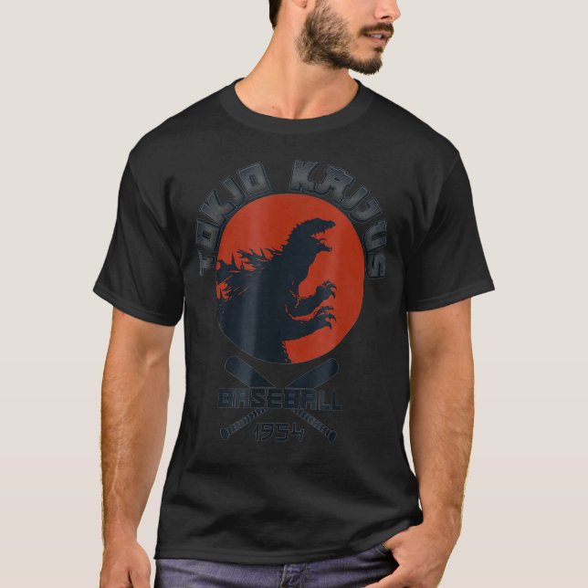 T-shirt Équipe du Japon de baseball de Retro 1954 Kaijus F (Devant)