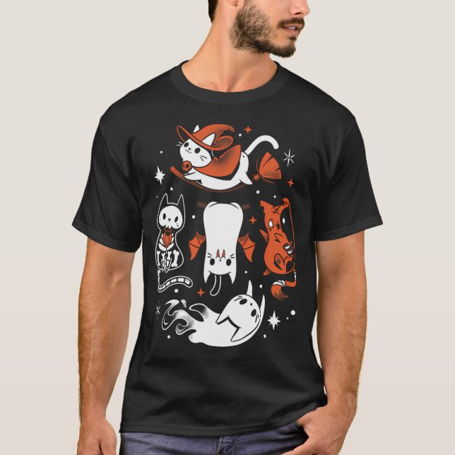 T-shirt Équipe éffrayante de Kitty - Chats d'Halloween (Devant)