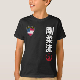 T-shirt Équipe Karate Goju Ryu Usa Drapeau Kanji Marti jap