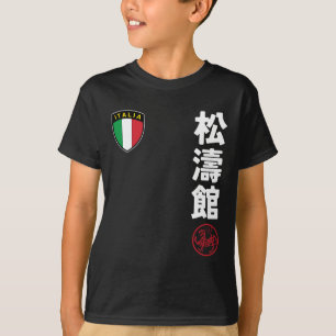 T-shirt Équipe Karaté Shotokan Italie Drapeau Kanji Mar ja