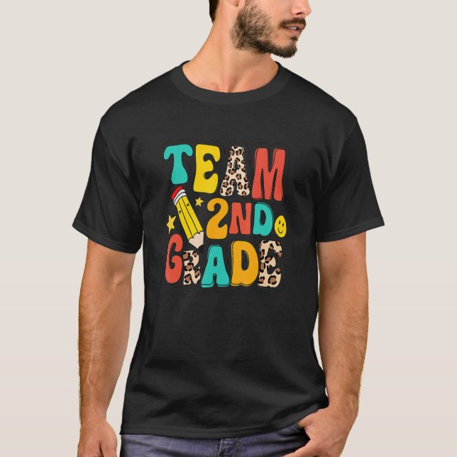 T-shirt Équipe Leopard 2e année Retour à l'école Enseignan (Devant)