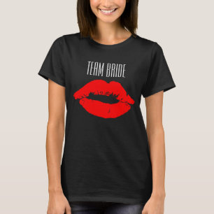 T-shirt Équipe Mariée Demoiselles d'Honneur Nom Lèvres Rou