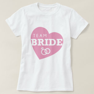 T-shirt Équipe Mariée Personnalisée Fête Pink Heart Top Te