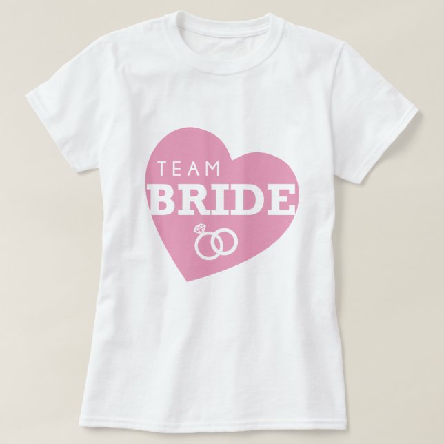T-shirt Équipe Mariée Personnalisée Fête Pink Heart Top Te (Design devant)