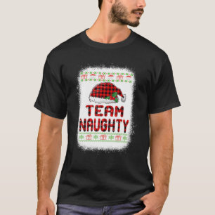 T-shirt Équipe Naughty Team Nice Red Santa Hat Joyeux Noël