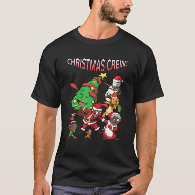 T-shirt Équipe noire de Noël afro-américaine du Père Noël (Devant)