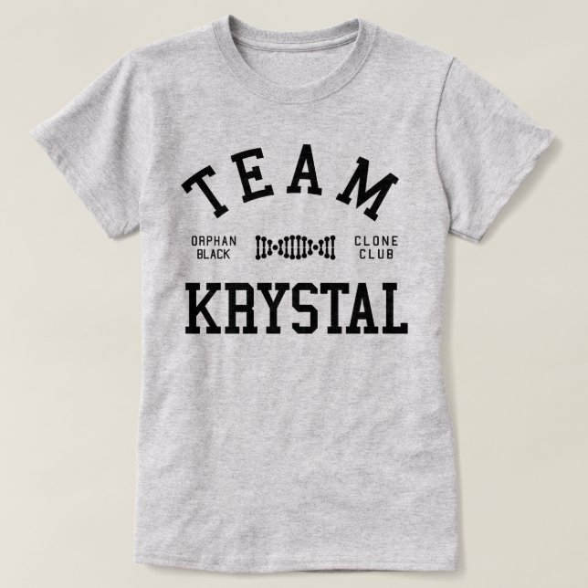 T-shirt Équipe noire orpheline Krystal (Design devant)