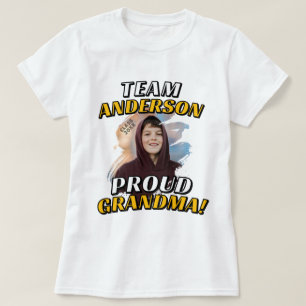 T-shirt Équipe [Nom de Famille] Fière Grand-mère Photo de 