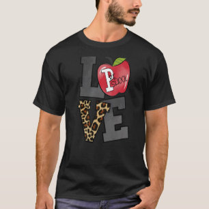 T-shirt Équipe Préscolaire Apple Leopard Enseignant Retour