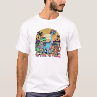 T-shirt Équipe Rétro d'Été Préhistorique Dinosaure Coucher
