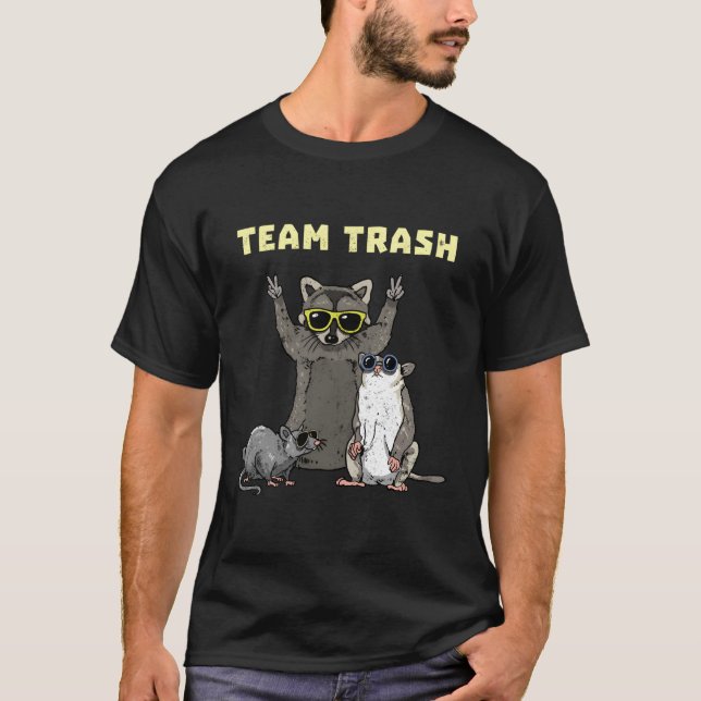 T-shirt Équipe Trash Opossum Raccoon Rat Animaux Garbage G (Devant)