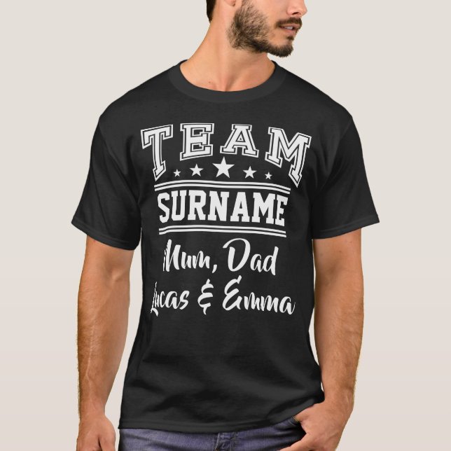 T-shirt Équipe - Votre nom de famille et nom d'enfant Pers (Devant)