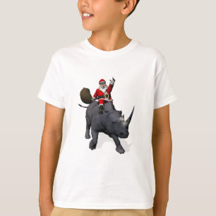 T-shirt Équitation du père noël sur le rhinocéros de