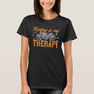 T-shirt équitation est ma thérapie moto rétro vintage chop