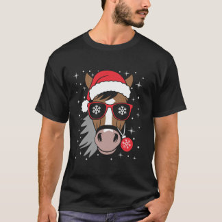 T-shirt Équitation Noël Santa Hat Noël équestre