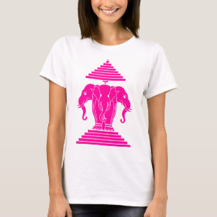 T-shirt Erawan rose trois éléphant en tête Lao / Laos Drap