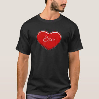 T-shirt Erin Coeur Tiré À La Main - Coeurs De Prénom J'Aim