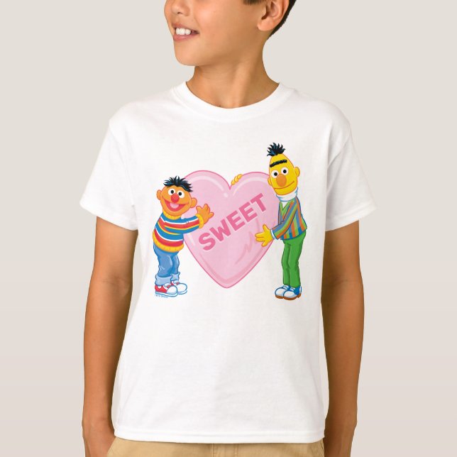 T-shirt Ernie & Bert Grand Cœur de la Saint-Valentin (Devant)