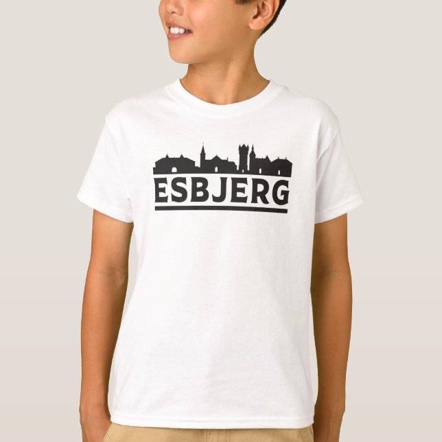 T-shirt Esbjerg Danemark City Skyline Cityscape Voyage Cad (Devant)