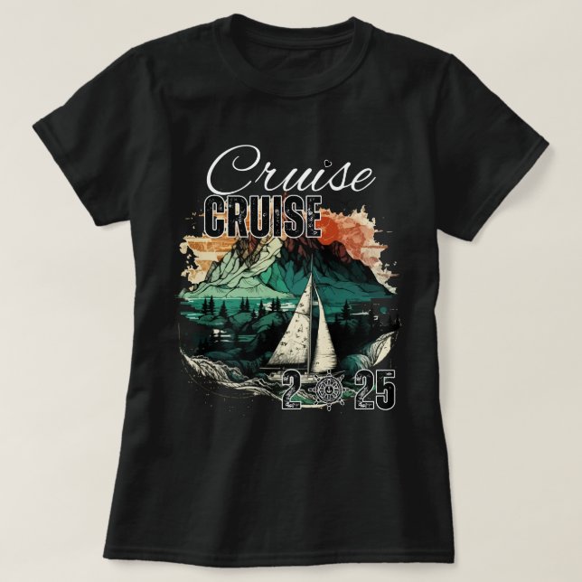 T-shirt Escadron de croisière 2025 Vacances en famille (Design devant)