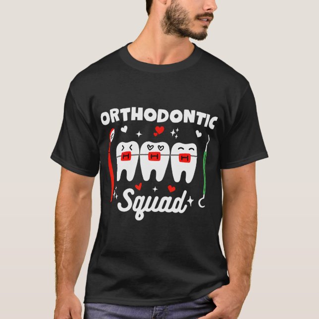 T-shirt Escadron orthodontique Orthodontiste Porte-dents O (Devant)