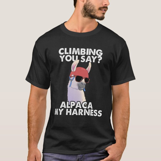 T-shirt Escalade drôle Alpaca My Harness Rock Climber Vint (Devant)