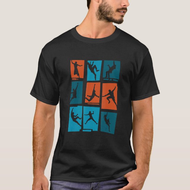 T-shirt Escalade graphique rétro Bouldering Rock Climber M (Devant)