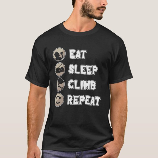 T-shirt Escalade Mangez Sommeil Montée Répétez Bouldering  (Devant)