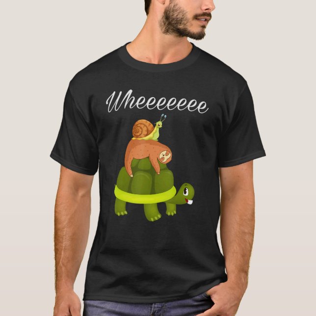 T-shirt Escargot de tortue molette animal lazy Sloth (Devant)