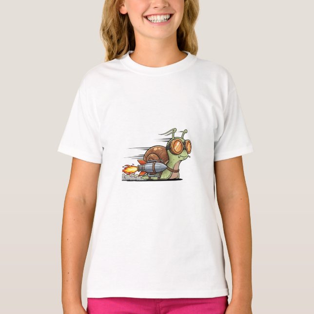 T-shirt Escargot Fusée Rapide avec Lunettes Enfants (Devant)