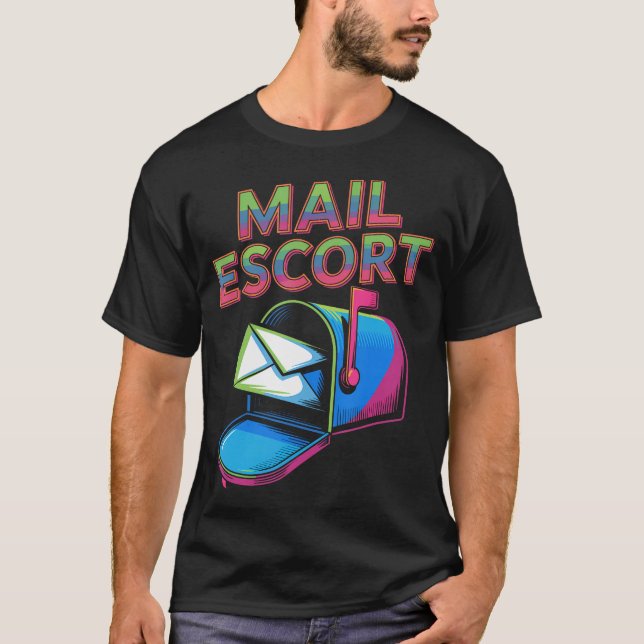 T-shirt Escorte de Courrier Drôle Travailleur Postal Livra (Devant)