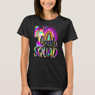 T-shirt Escouade de 4e année teinture arc-en-ciel Leopard